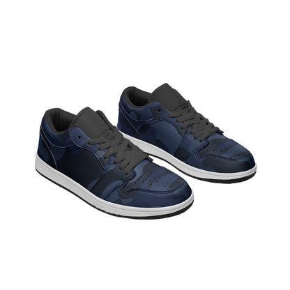 Camo Shoes | Deep Blue Low Top Leather Sneakers