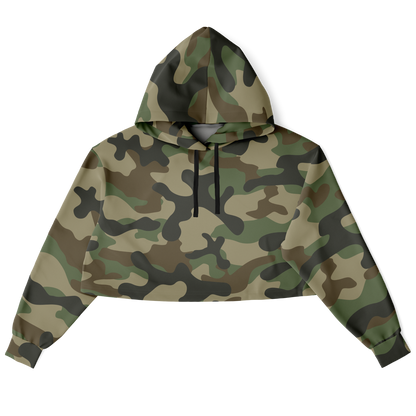 Cropped Hoodie For Women | Classic Green Camo