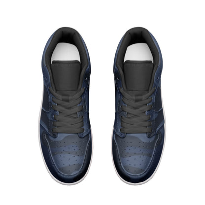 Camo Shoes | Deep Blue Low Top Leather Sneakers