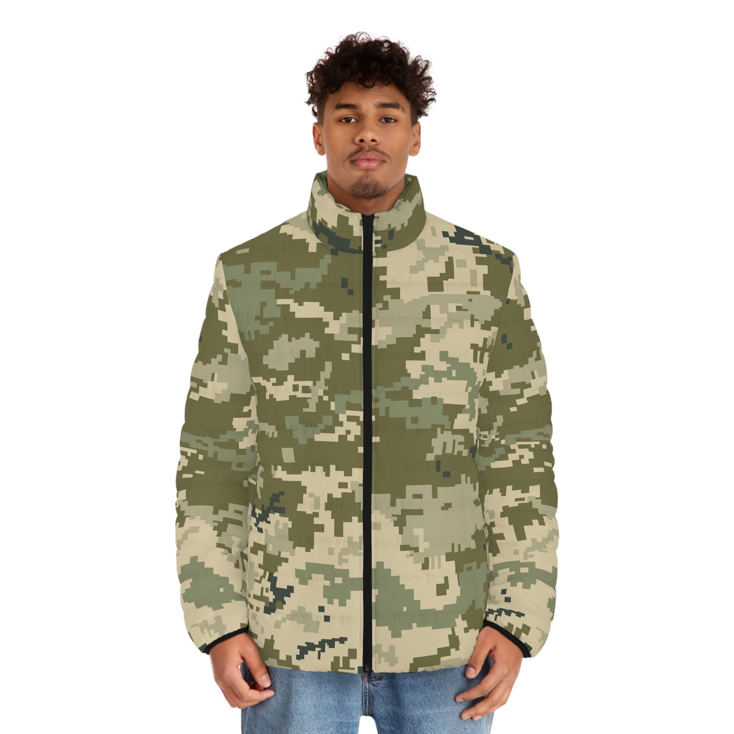 Ukraine Military Green Camo Puffer Jacket For Men