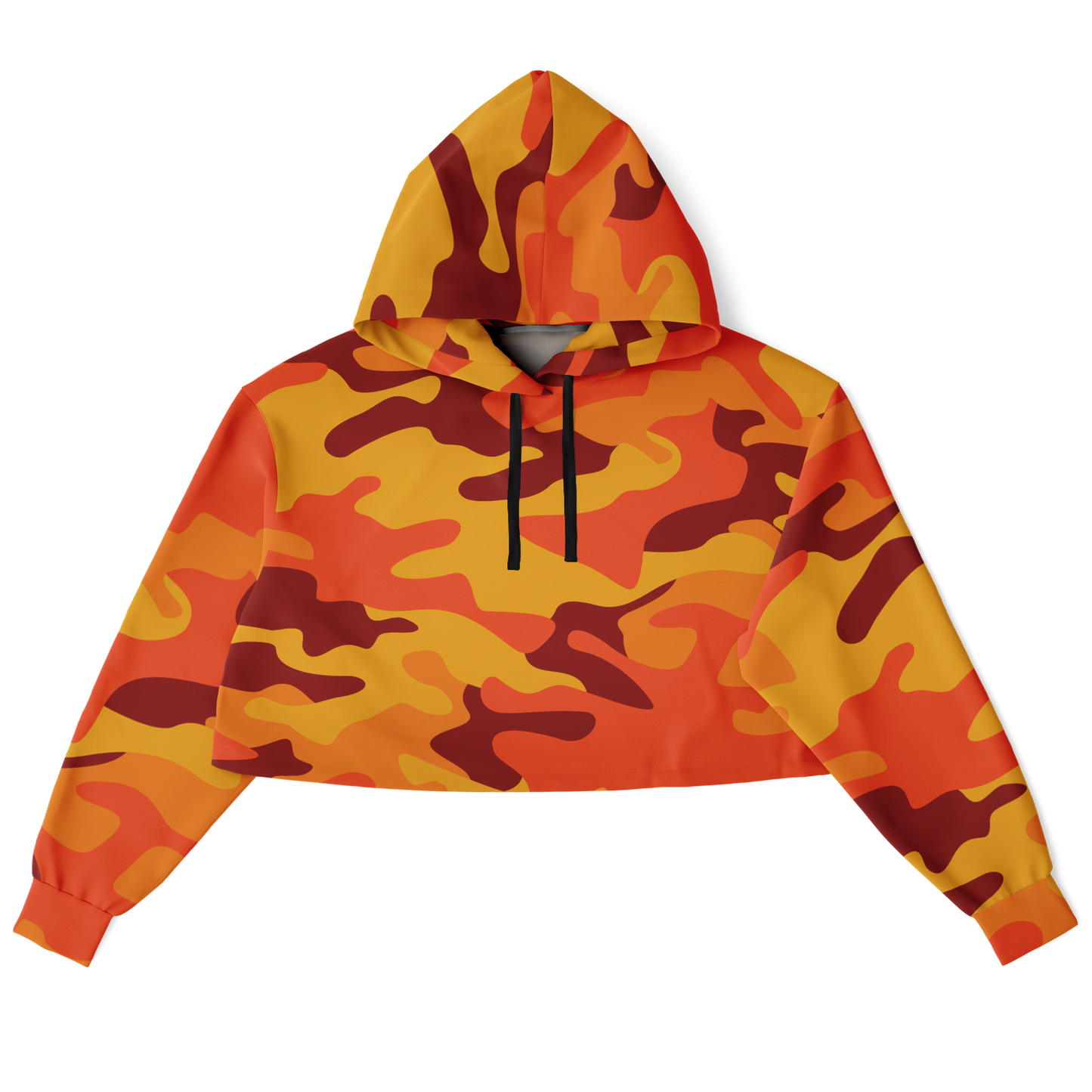 Cropped Hoodie For Women | Orange & Red Camo