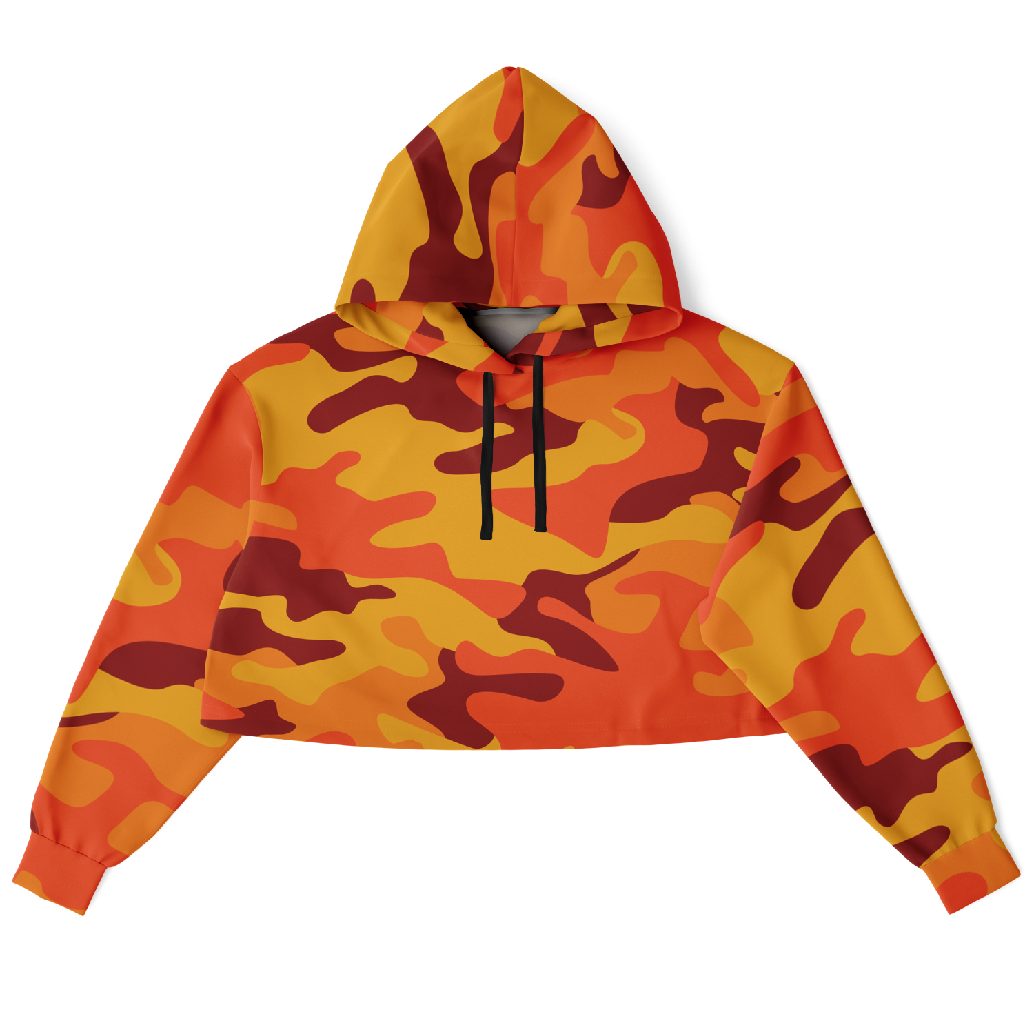 Cropped Hoodie For Women | Orange & Red Camo