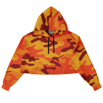 Cropped Hoodie For Women | Orange & Red Camo