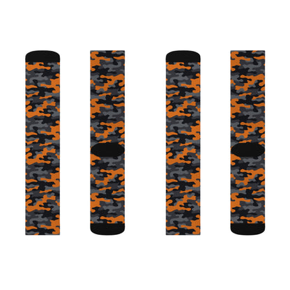 Camo Socks | Orange, Black, and Gray Camouflage