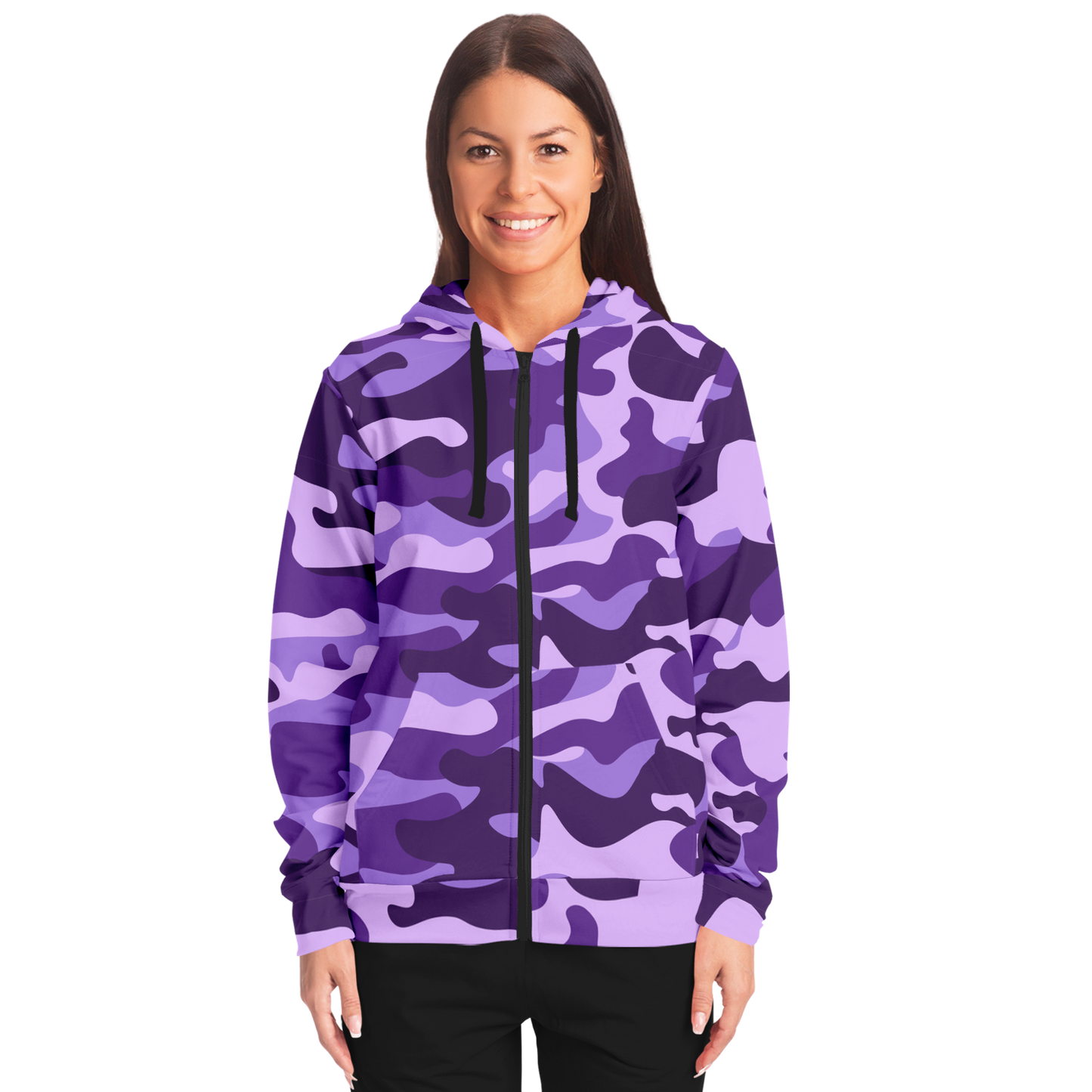 Zip-Up Hoodie | Purple, Blue, and Mauve Camouflage