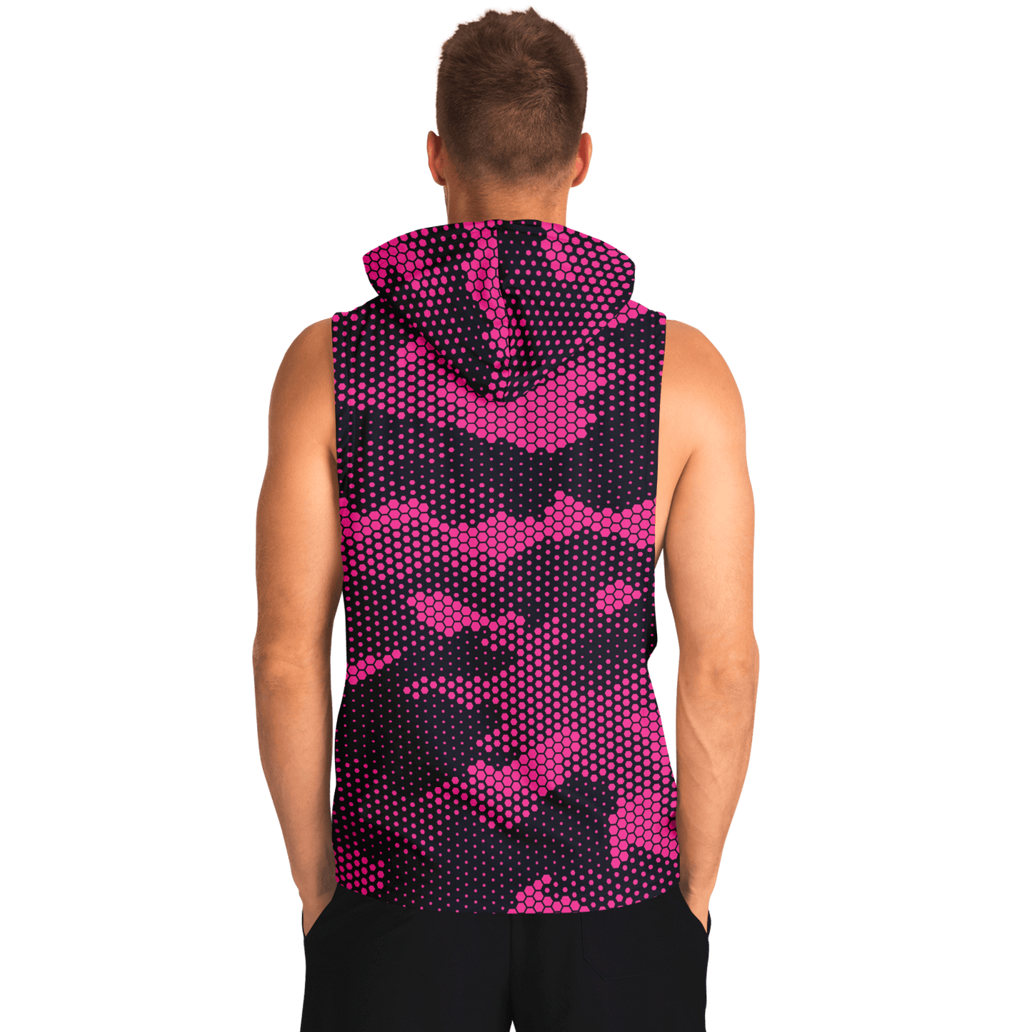 Sleeveless Hoodie | Pink Digital Dotted Camouflage