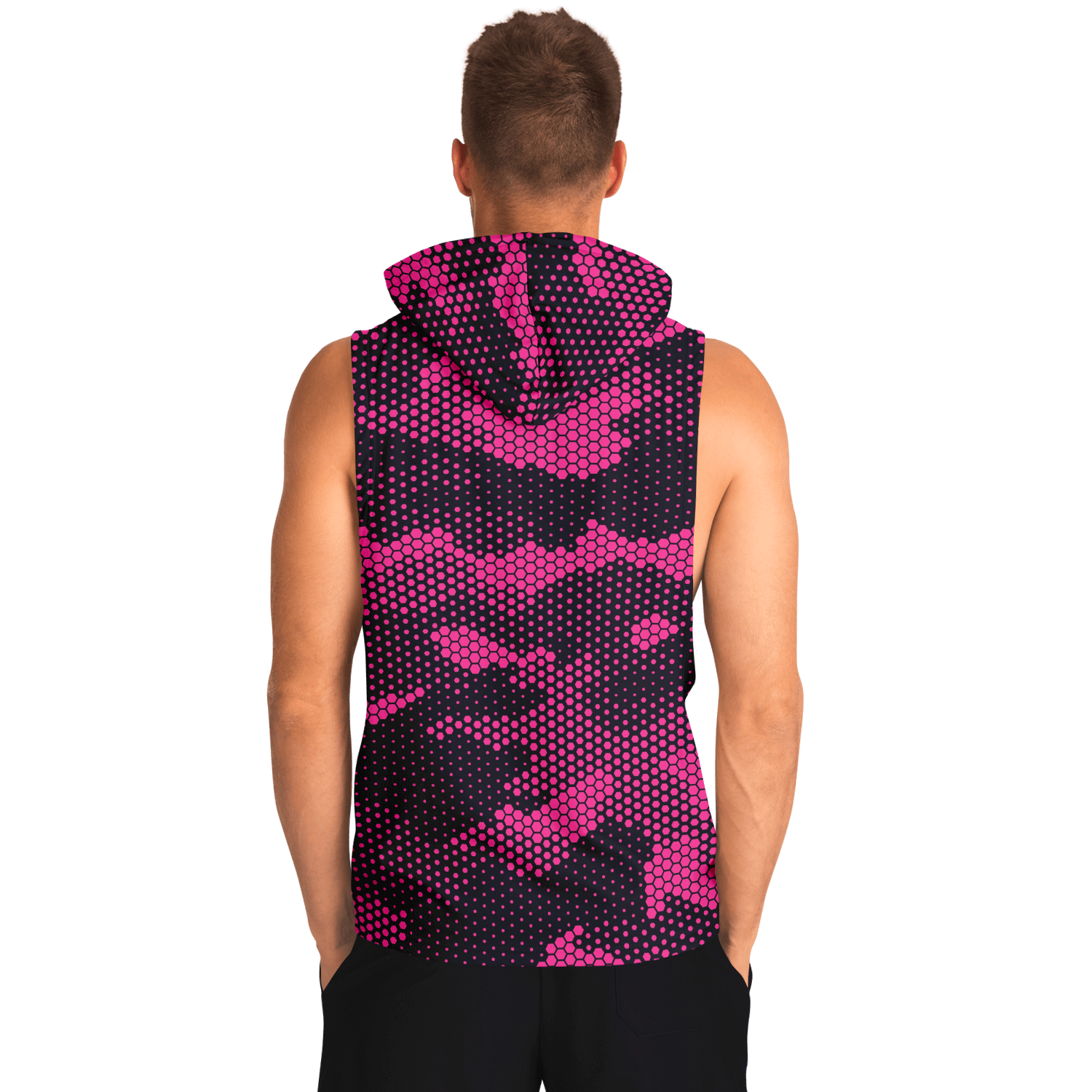 Sleeveless Hoodie | Pink Digital Dotted Camouflage