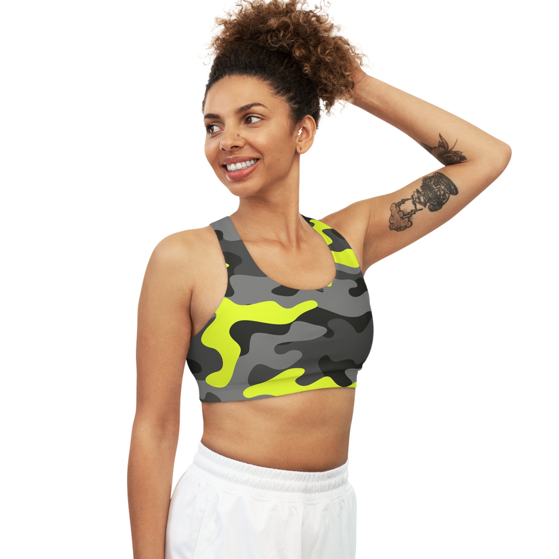 Camo Bra | Black, Gray, and Yellow Sports Camouflage