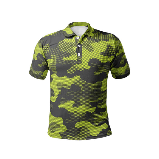 Men's Camo Golf Shirt | Green Dotted Camouflage