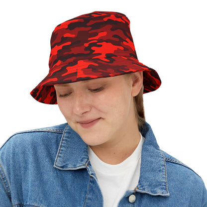 Camo Bucket Hat | Scarlet Red & Black Camouflage