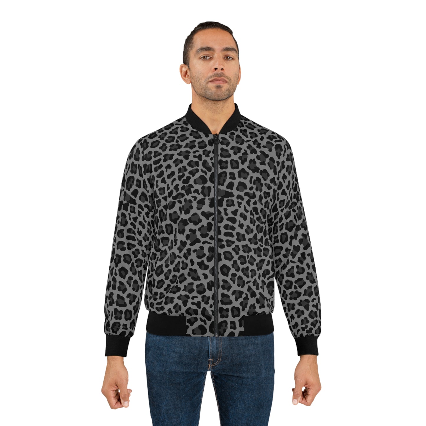 Leopard Jacket | Men's Classic Bomber | Gray & Black