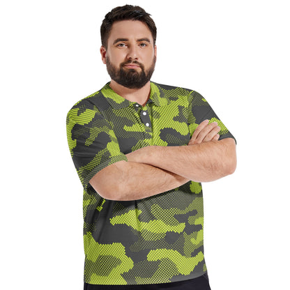 Men's Camo Golf Shirt | Green Dotted Camouflage