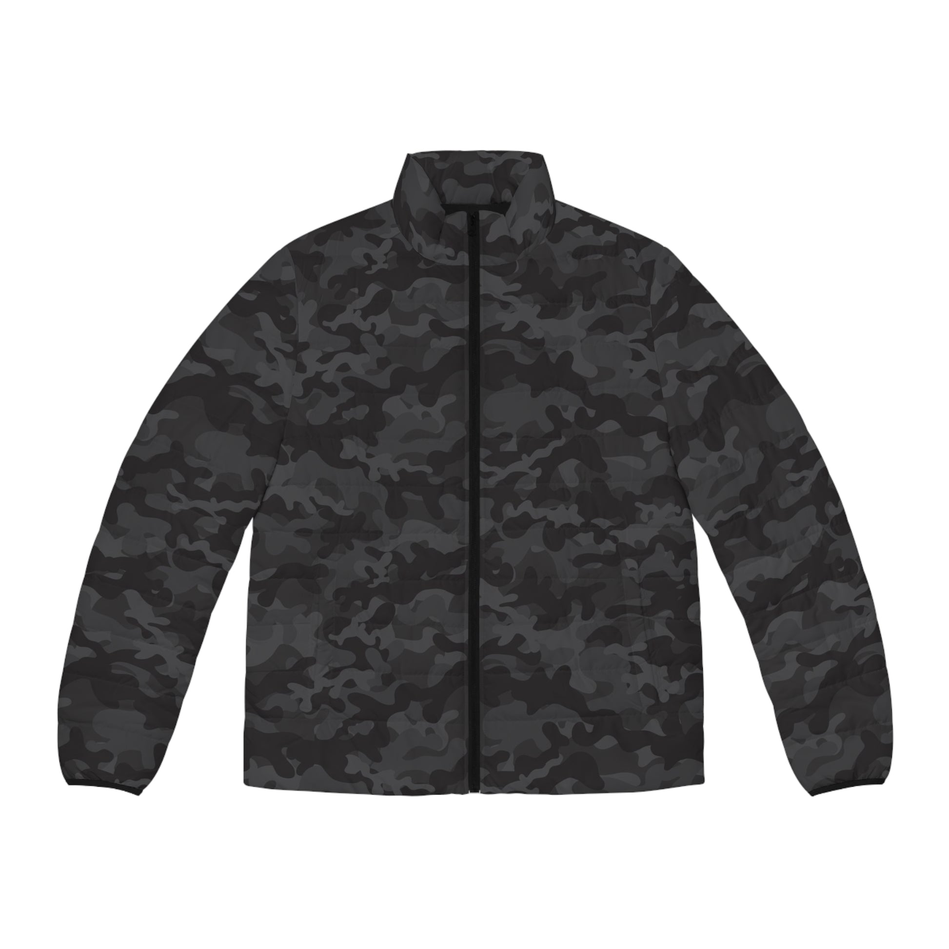 Black Camo Puffer Jacket For Men | Army Camouflage