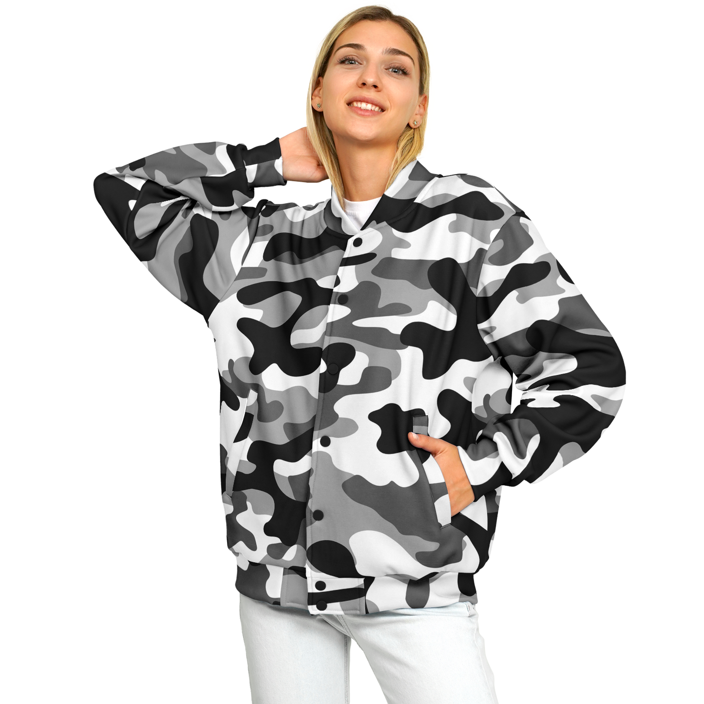 Baseball Camo Jacket | Military Camouflage in Black & White