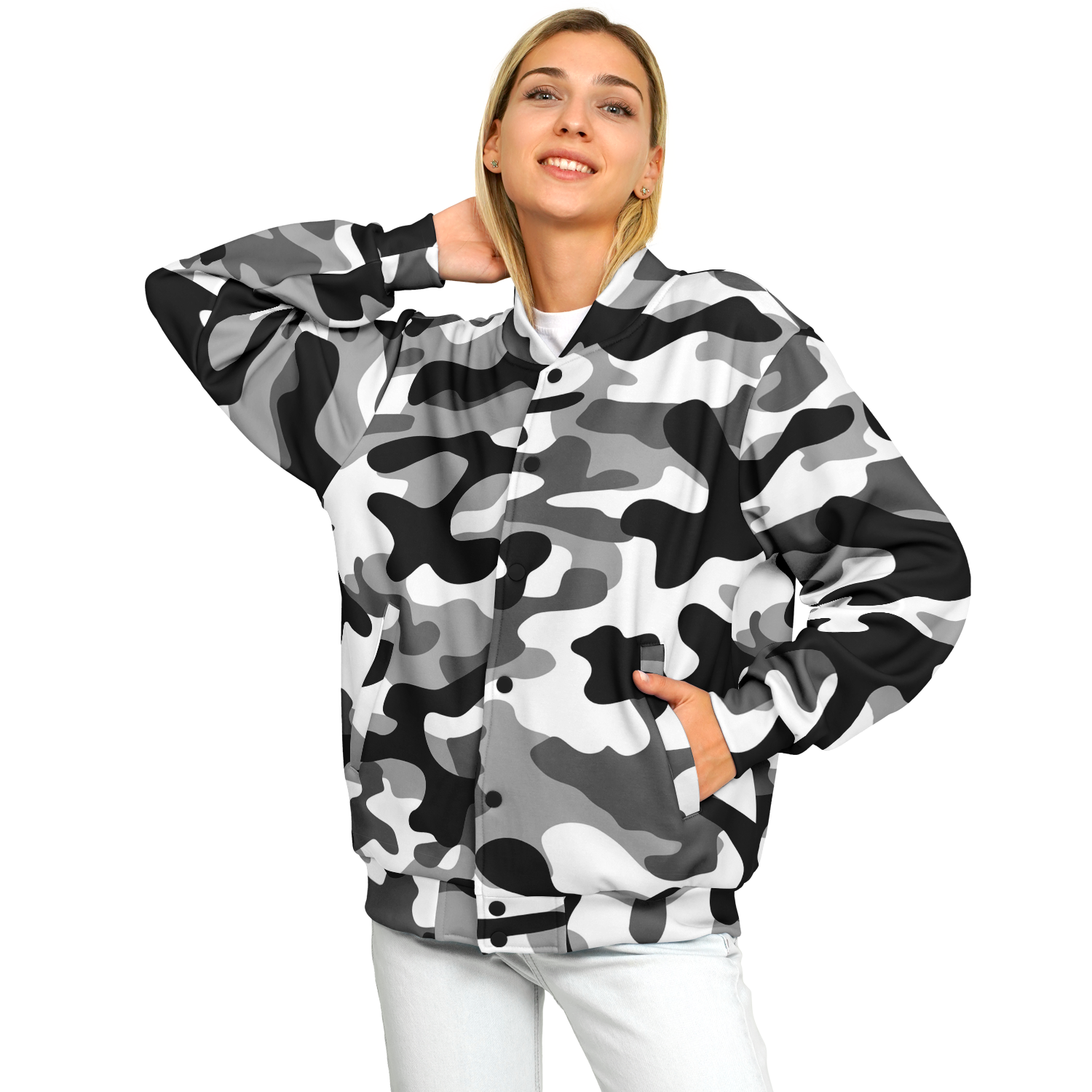 Baseball Camo Jacket | Military Camouflage in Black & White