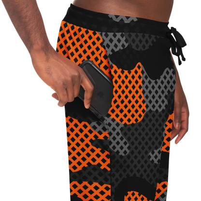 Camo Joggers | Unisex | Black & Orange Pixel