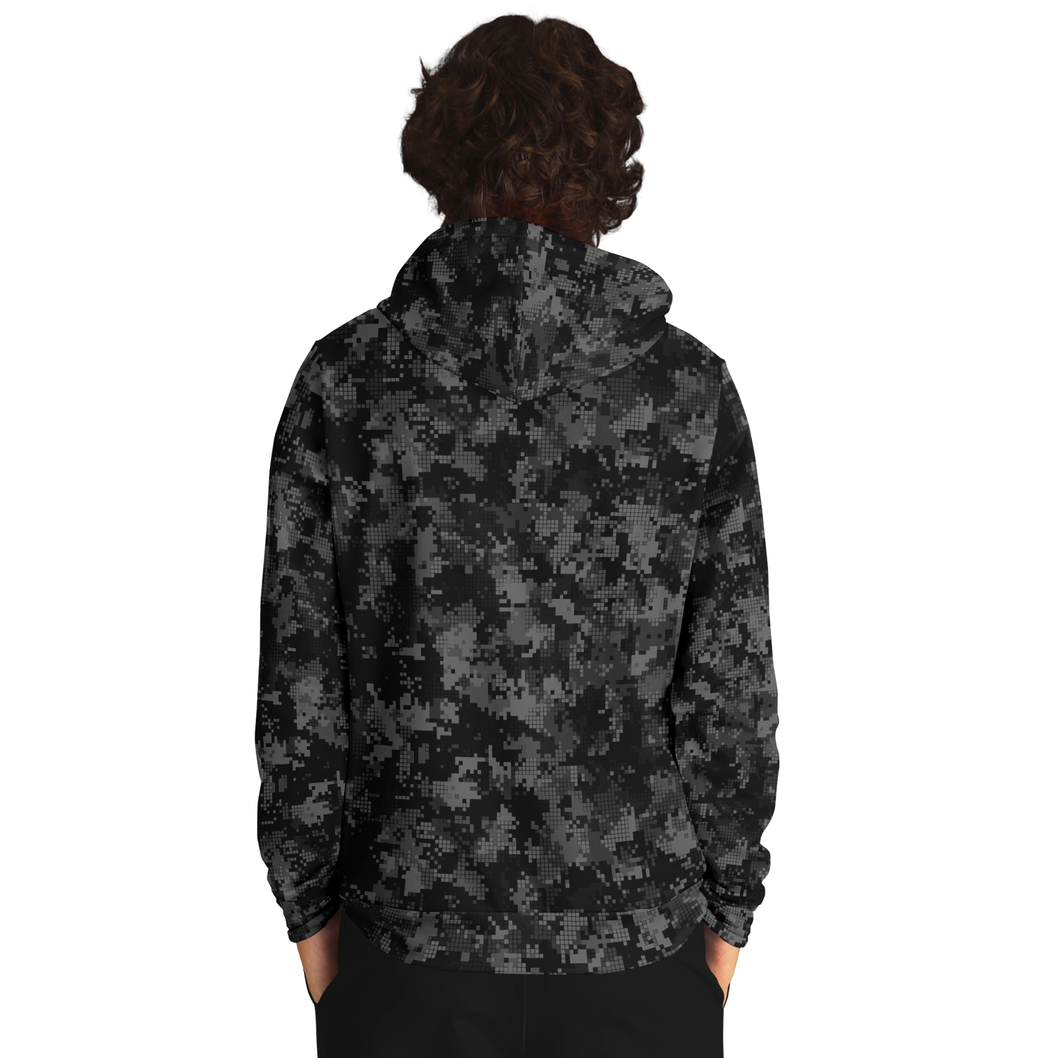 Black Camo Hoodie | Digital Monochrome Dark Gray Camouflage