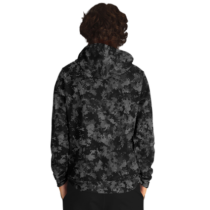 Black Camo Hoodie | Digital Monochrome Dark Gray Camouflage