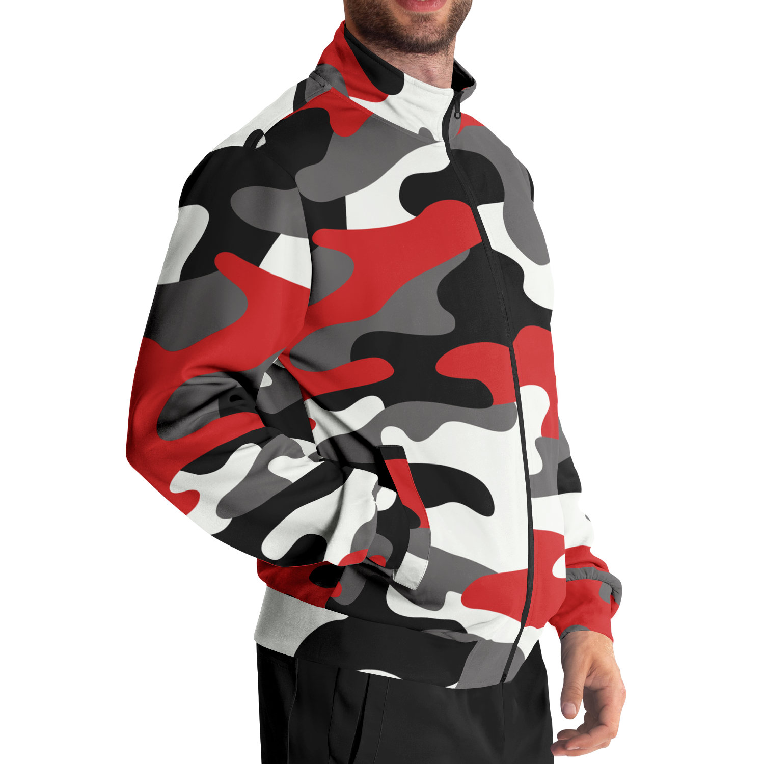 Camo Track Jacket | Red, Black & White Camouflage