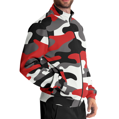 Camo Track Jacket | Red, Black & White Camouflage