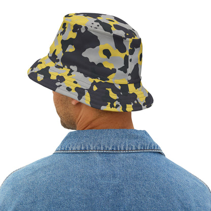 Camo Bucket Hat | Yellow, Black, and Silver Camouflage