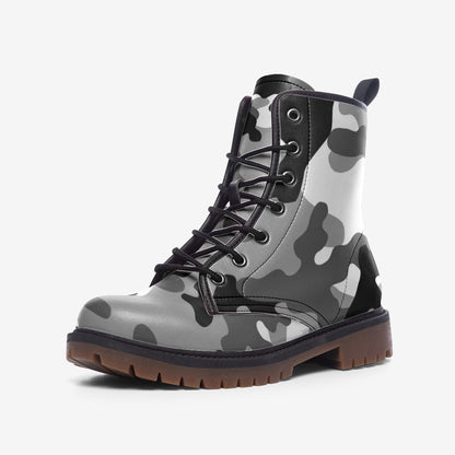 Camo Boots | Leather Camouflage in Gray, Black, and White