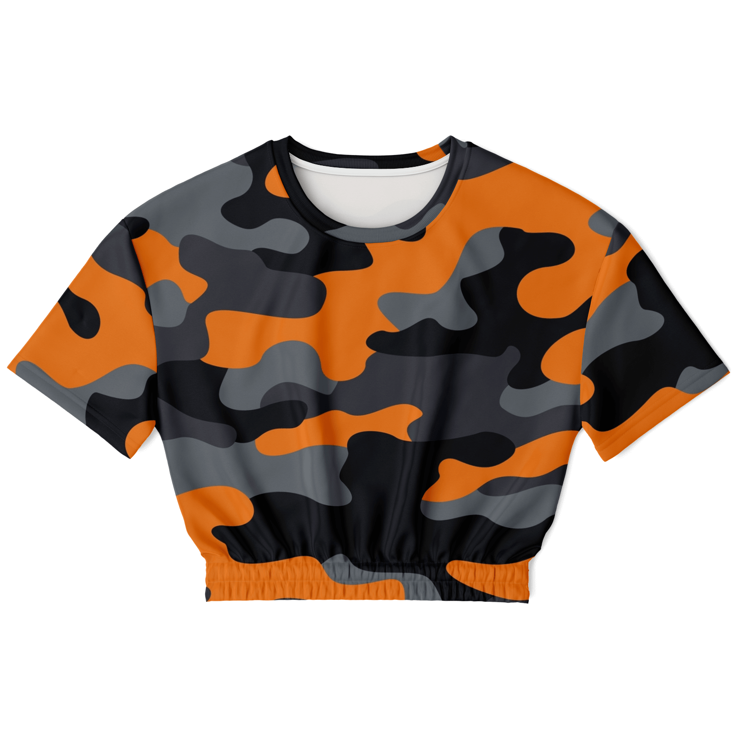 Camo Crop Top Sweatshirt | Orange, Gray & Black Camouflage