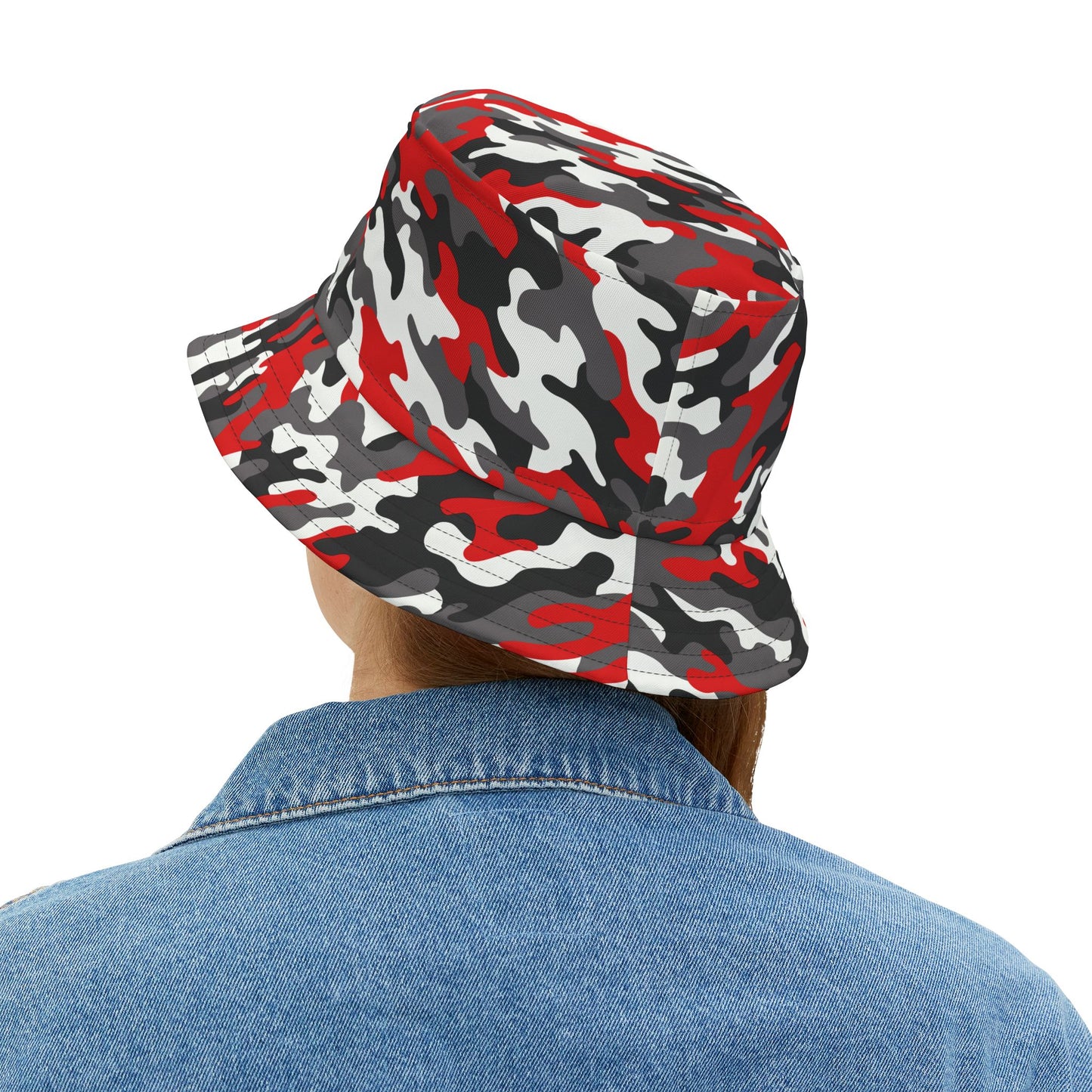 Camo Bucket Hat | Red, Black, and White Camouflage