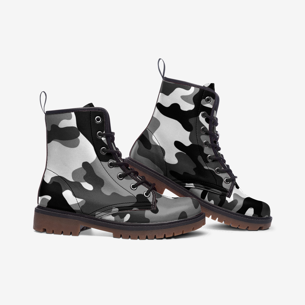 Camo Boots | Leather Camouflage in Gray, Black, and White