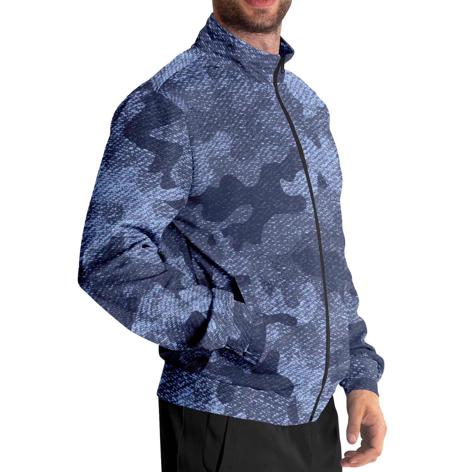 Camo Track Jacket | Denim Blue Camouflage