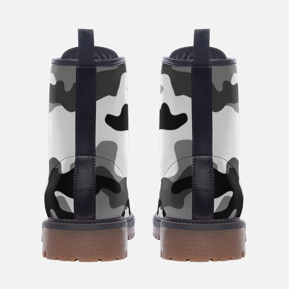 Camo Boots | Leather Camouflage in Gray, Black, and White