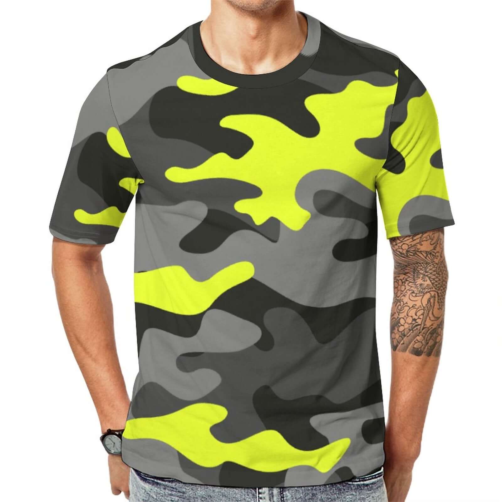 Camo Shirt | Black, Gray & Yellow Camouflage T