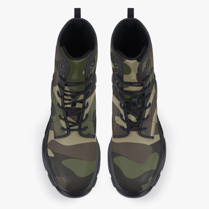 Chunky Boots | Leather in Classic Green Camouflage