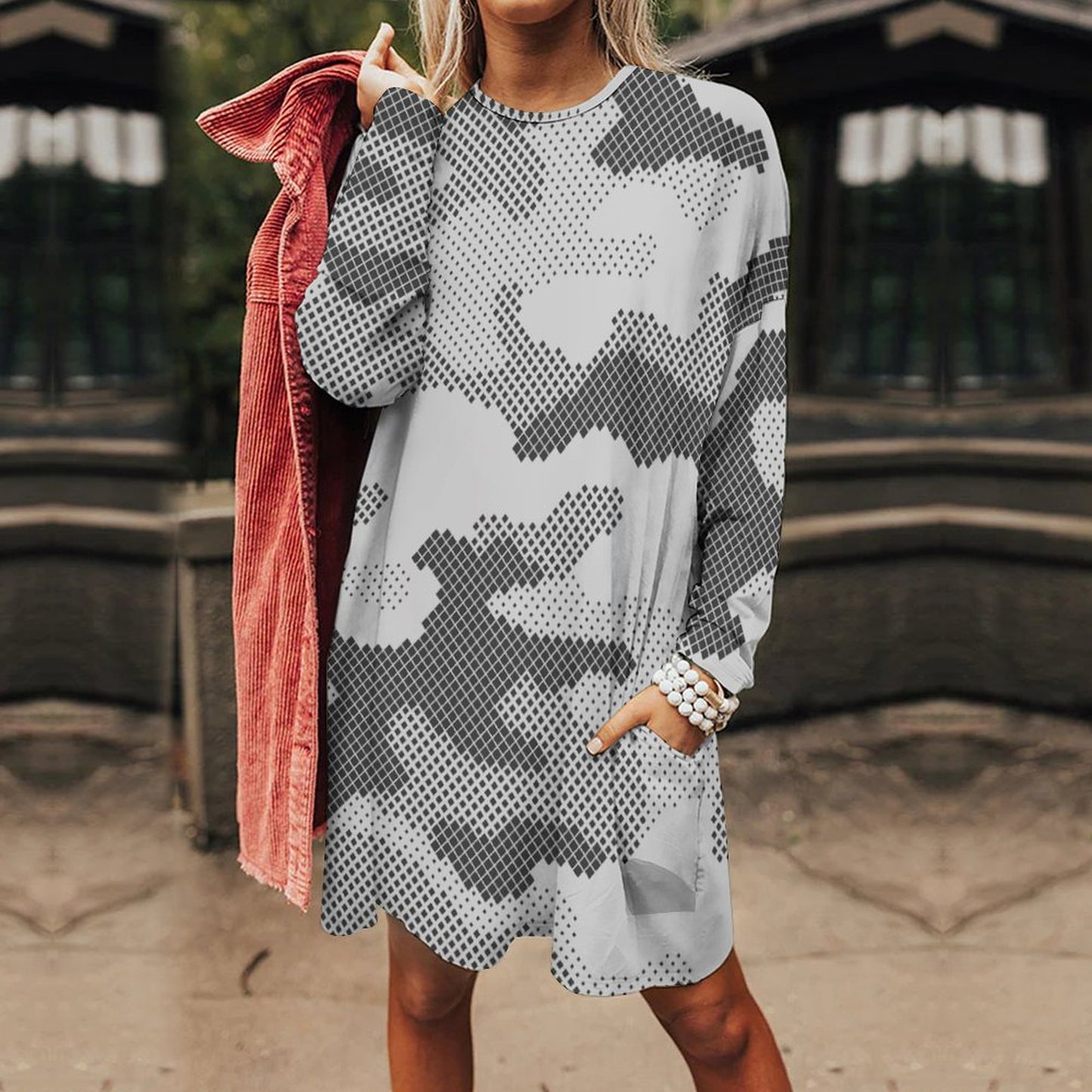 Camo Shirt | Loose Fit Long Sleeves | Gray Digital