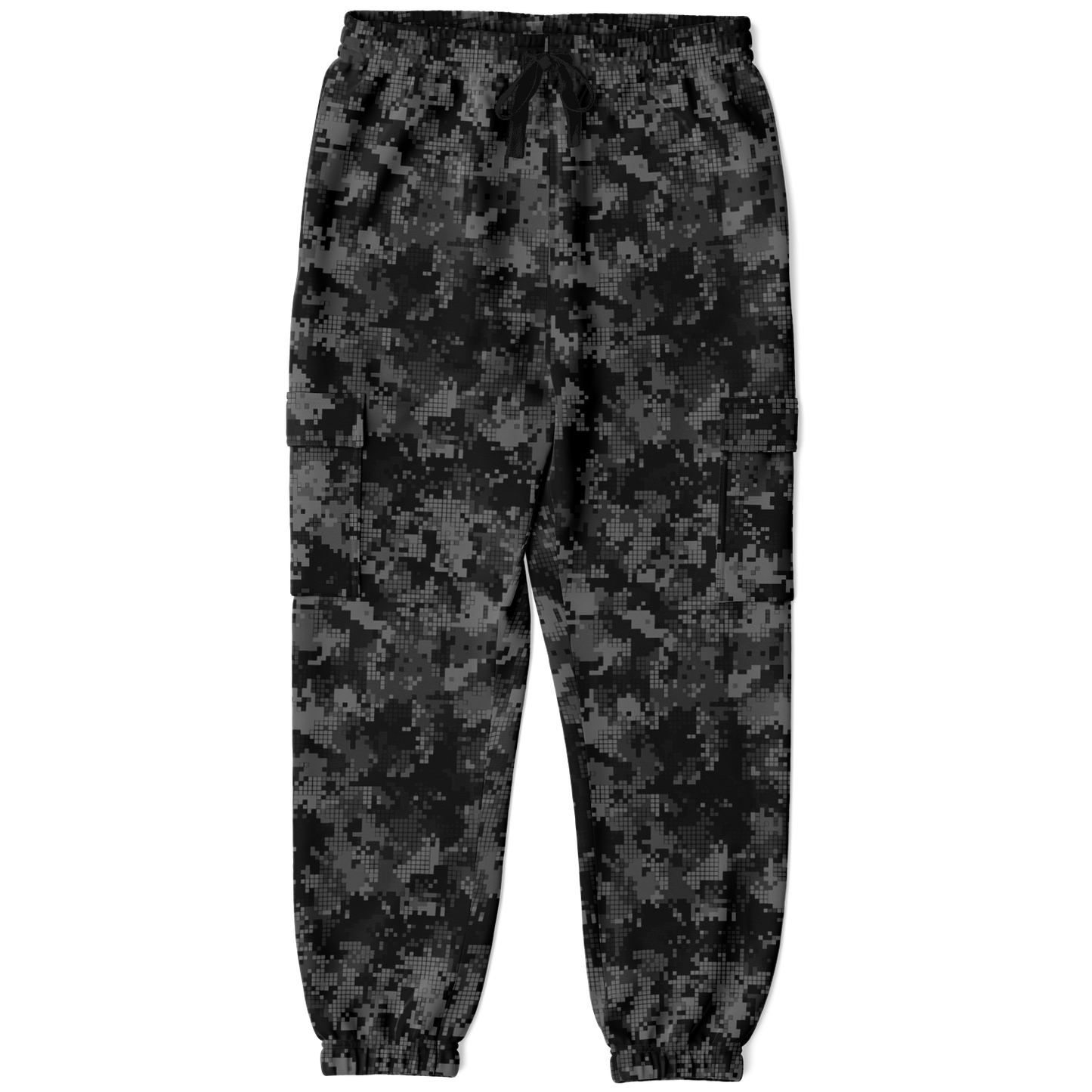 Black Camo Cargo Pants | Digital Monochrome Dark Gray