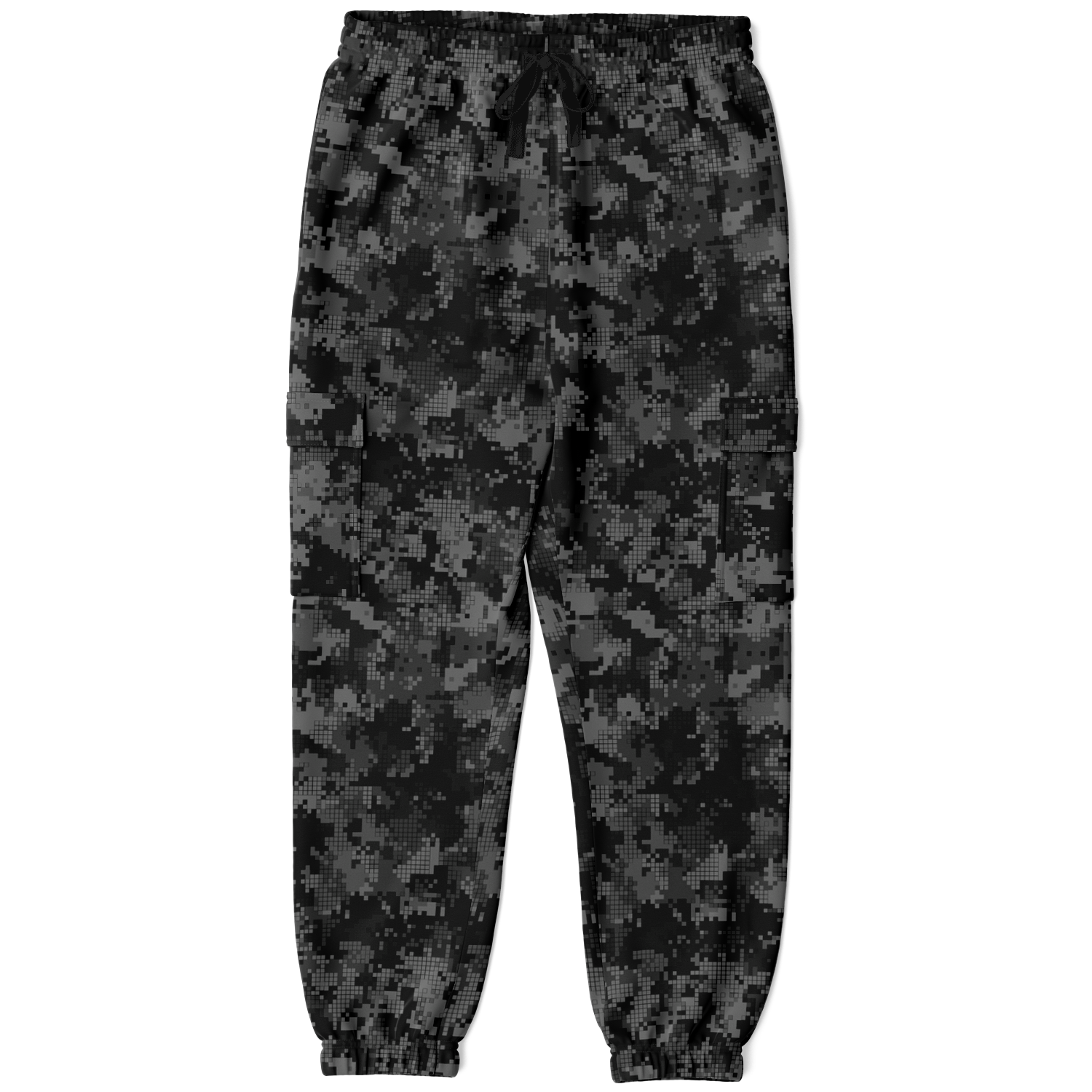 Black Camo Cargo Pants | Digital Monochrome Dark Gray