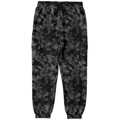 Black Camo Cargo Pants | Digital Monochrome Dark Gray