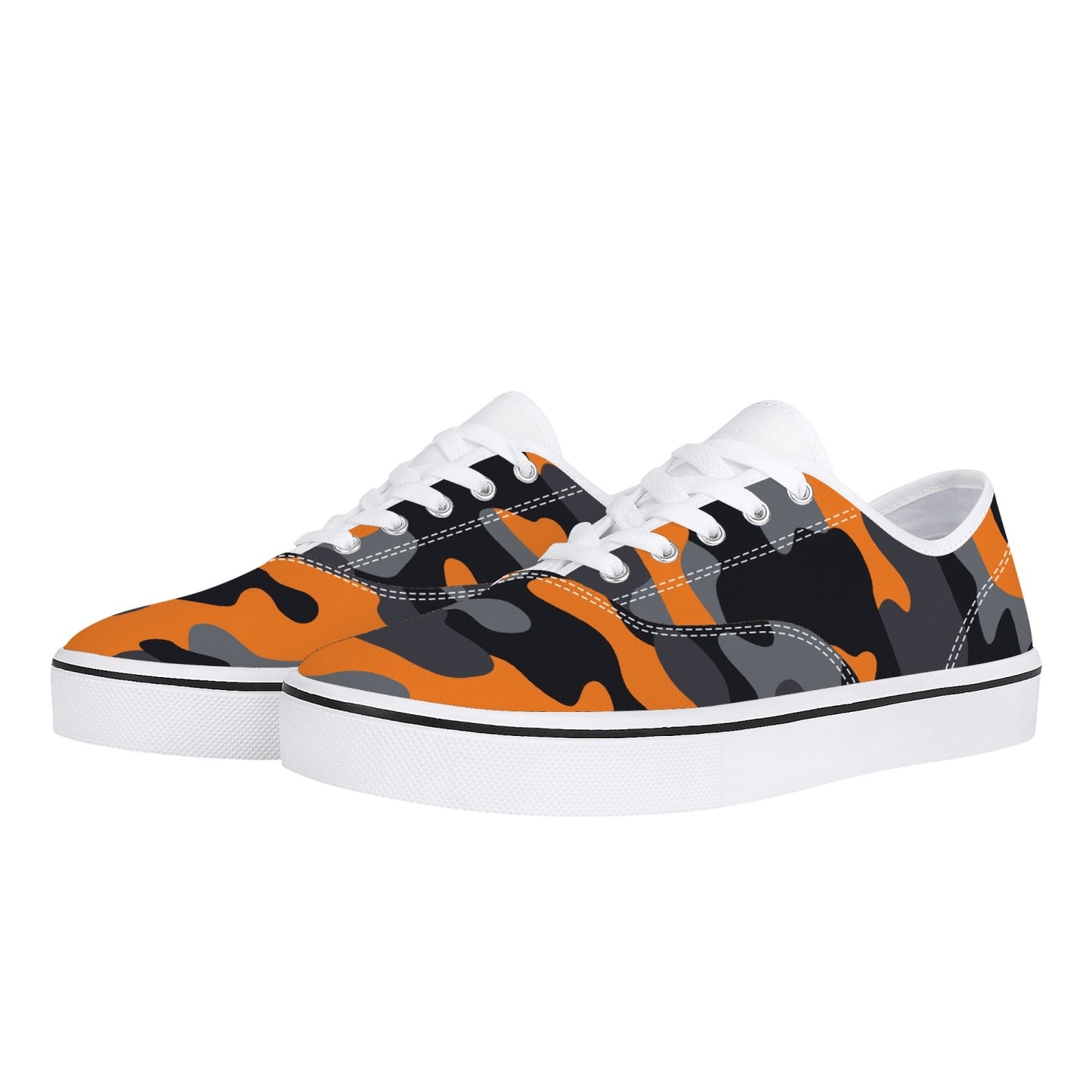 Camo Skate Shoes | Orange, Black, and Gray Camouflage