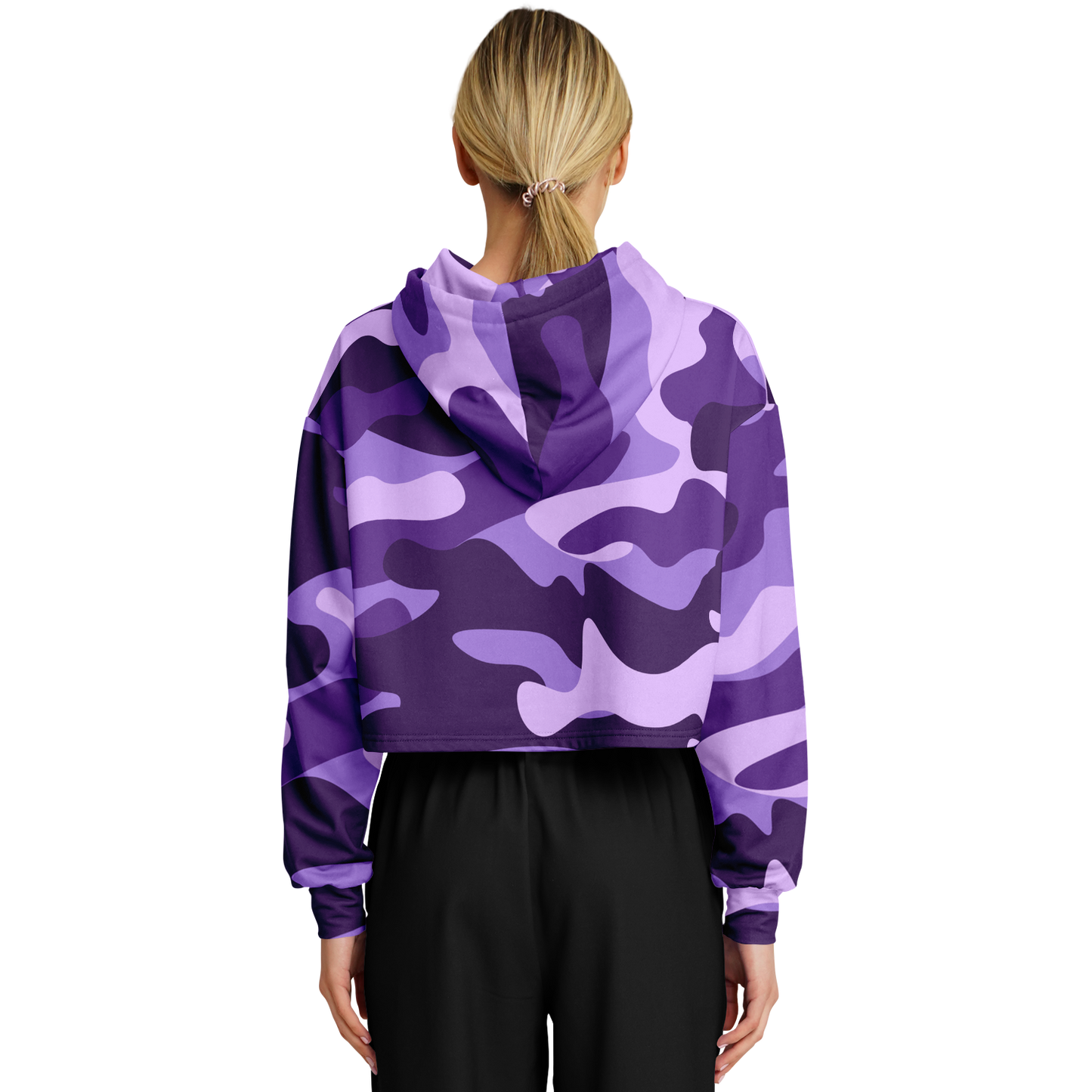 Cropped Hoodie For Women | Purple, Blue & Mauve Camouflage