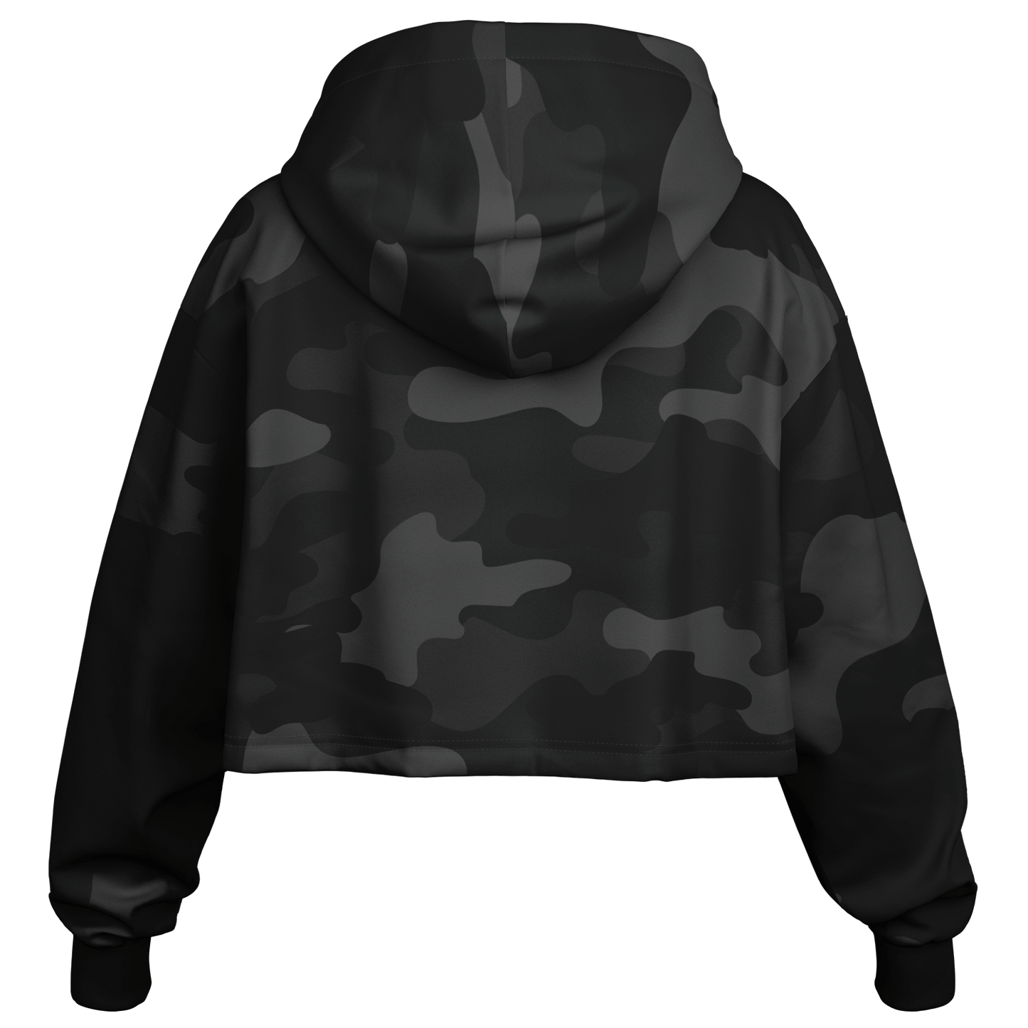 Cropped Hoodie For Women | Black Camouflage