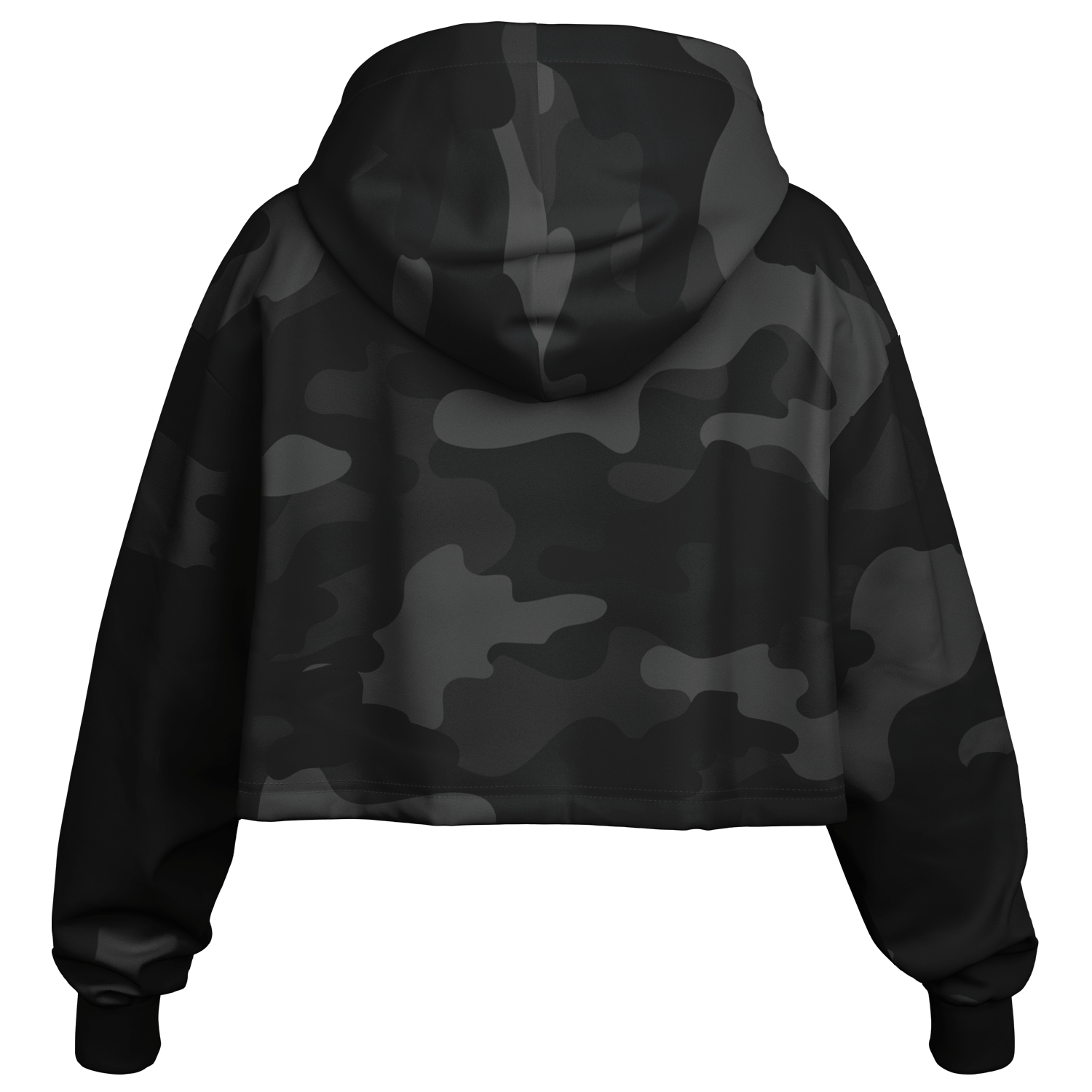 Cropped Hoodie For Women | Black Camouflage