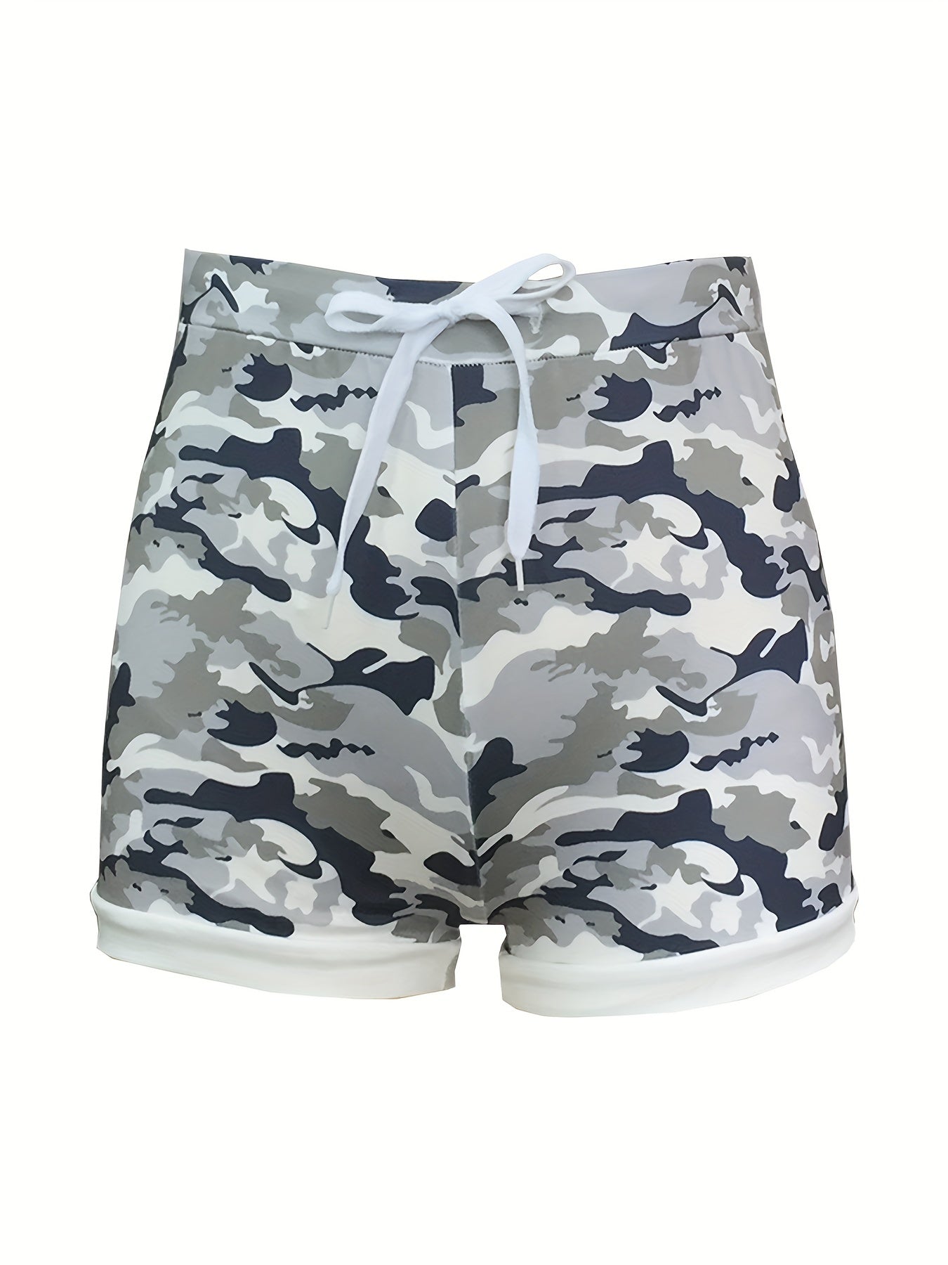 Camo Print Casual Set: Tank Top & Drawstring Shorts for Women