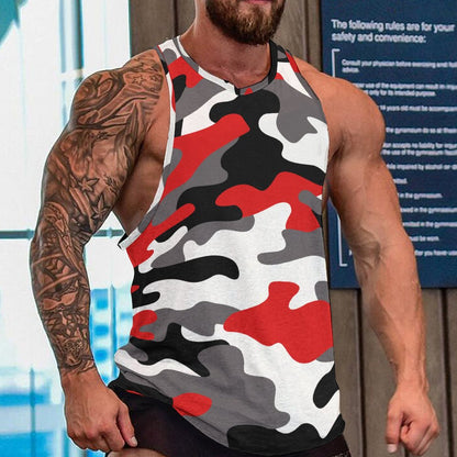 Camo Tank Top | Red, Black & White Camouflage