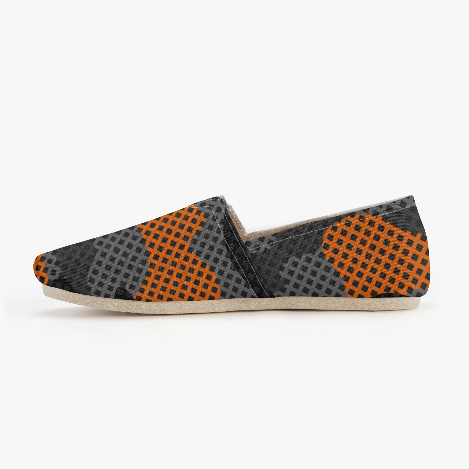 Camo Toms | Black & Orange Pixel Camouflage Canvas Shoes