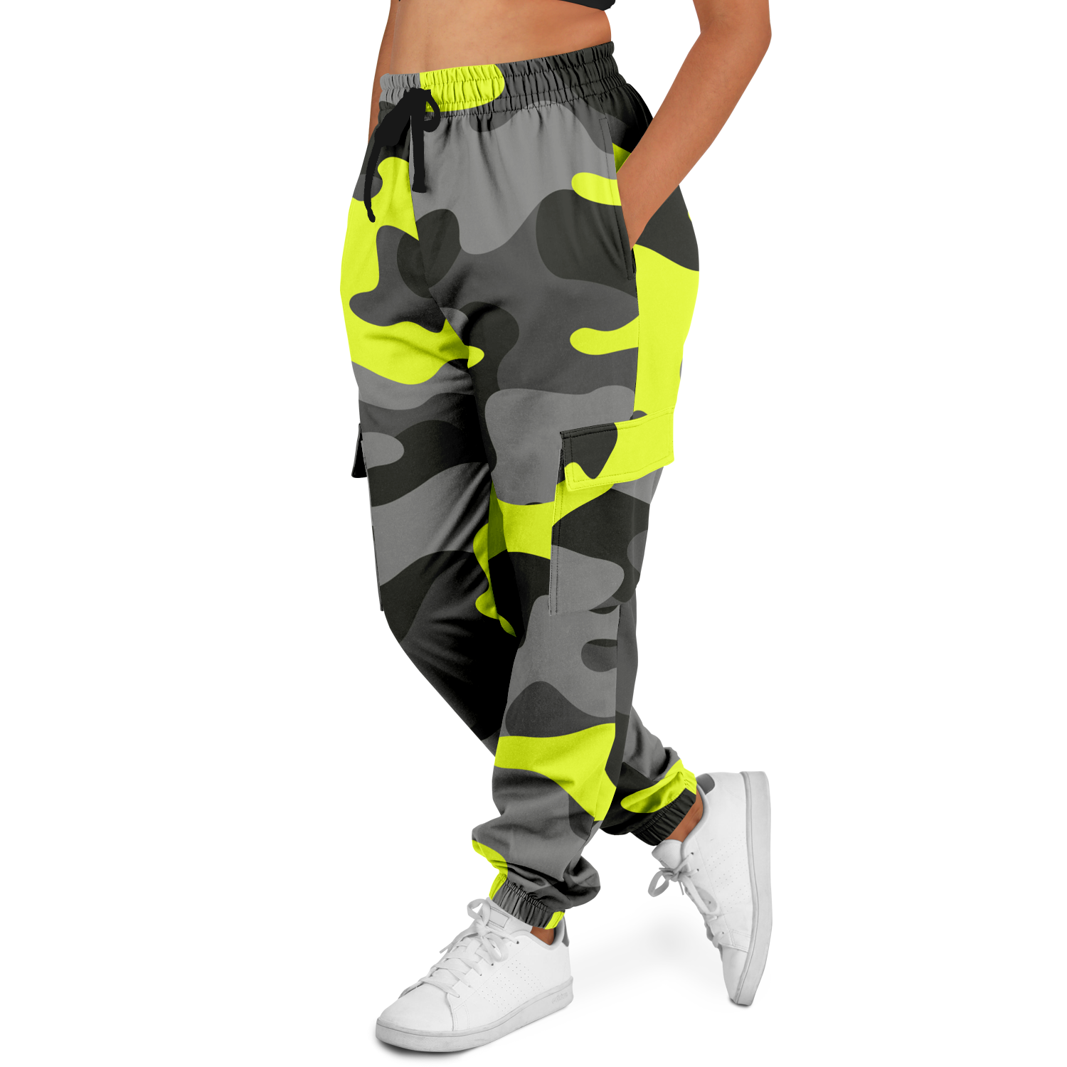 Camo Cargo Pants | Unisex | Black, Gray & Yellow Camouflage