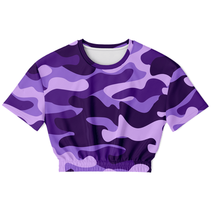 Camo Crop Top Sweatshirt | Purple, Blue & Mauve Camouflage