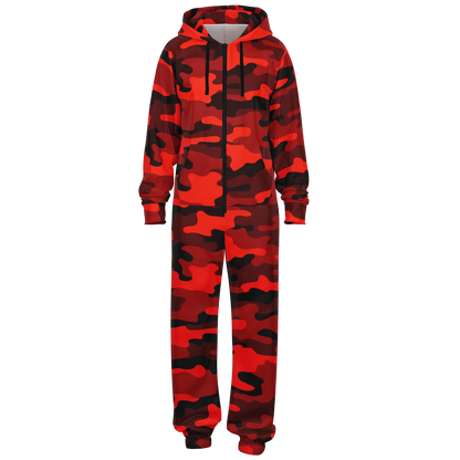 Camo Onesie | Scarlet Red and Black Camouflage