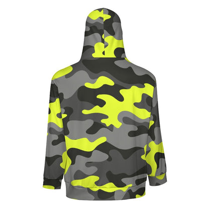 Zip up Camo Hoodie | Black, Gray & Yellow Camouflage