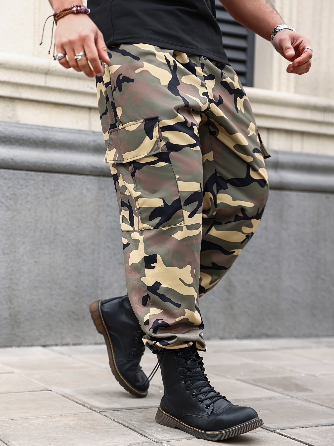 Plus Size Men's Camouflage Cargo Pants| Casual Joggers