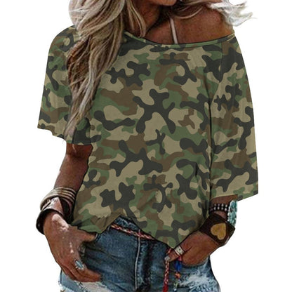 Off The Shoulder Top | Military Brown Camouflage